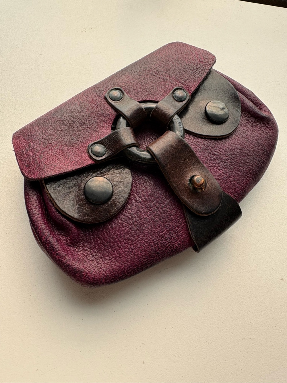 Diesel Vintage Purple Leather Medieval industrial Y2K coin purse wallet - Picture 3 of 16